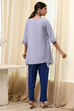 Dull Blue Modal Blend Straight Printed Kurta image number 3