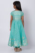 Turquoise Cotton Anarkali Kurta Churidar Suit Set image number 4