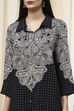 Black Printed Shirt-Style Straight Short Kurta image number 1