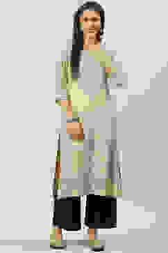 Beige LIVA Straight Printed Kurta image number 4