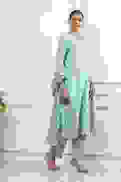 Sea Green Cotton Printed Straight Suit Set image number 5