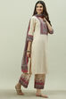 Red Cotton Straight Kurta Palazzo Suit Set image number 6
