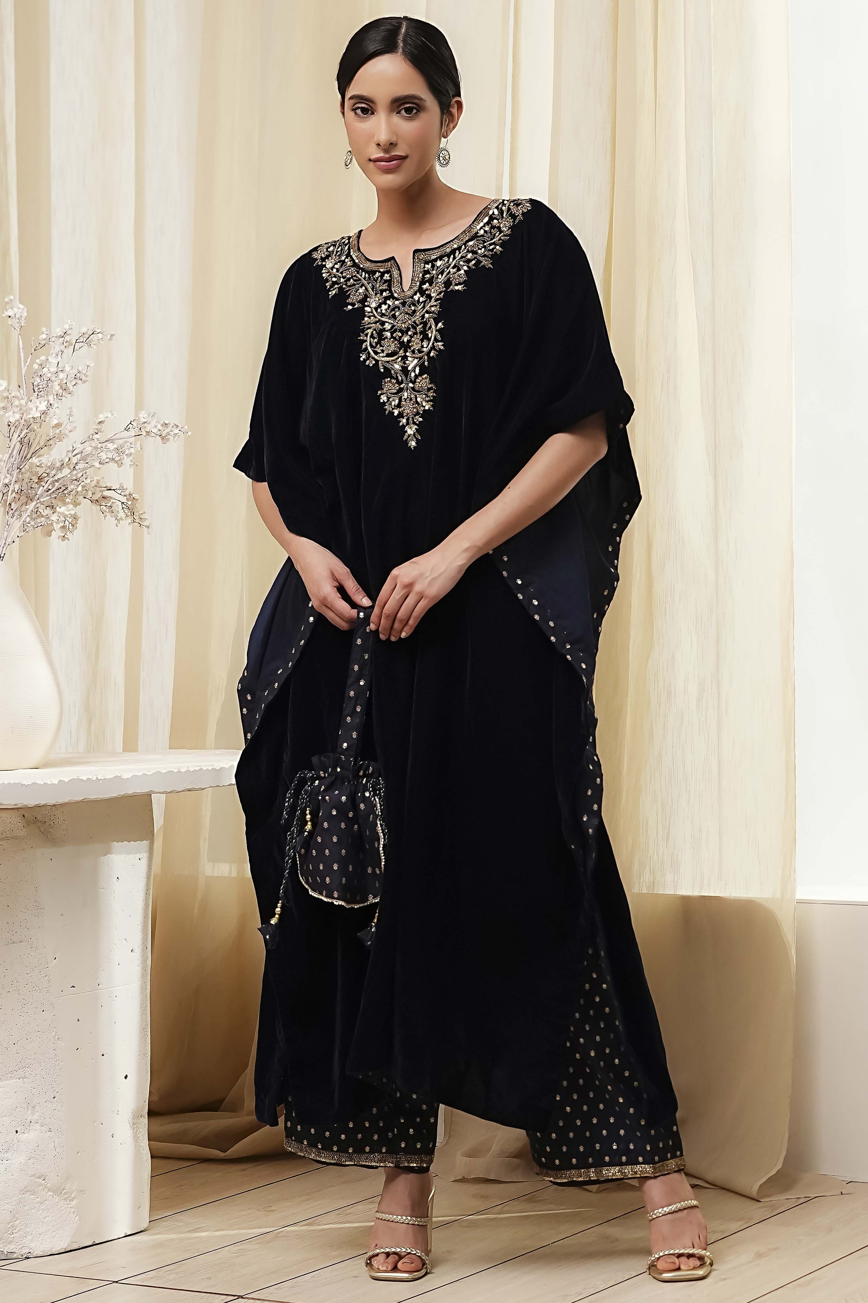 Blue Art Silk A-Line Kurta Palazzo Suit Set image number 7