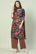 Charcoal Cotton Straight Kurta Palazzo Suit Set image number 0