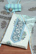 Blue Cotton Hand Block Print Unstitched Suit Set image number 0