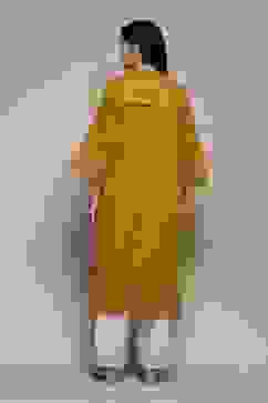 Mustard Poly Cotton Straight Yarndyed Kurta image number 3