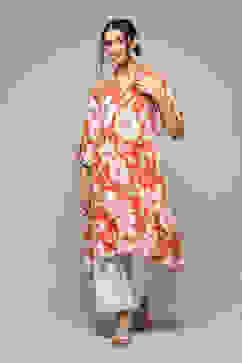 Burnt Orange LIVA Straight Printed Kurta image number 2