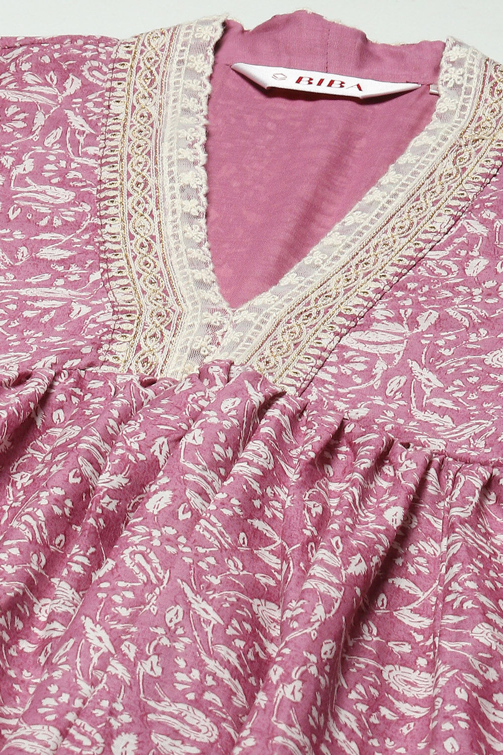 Pink Cotton Anarkali Suit Set image number 1