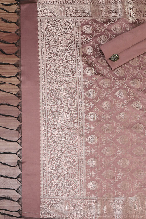 Grey Art Silk Unstitched Suit Set image number 2