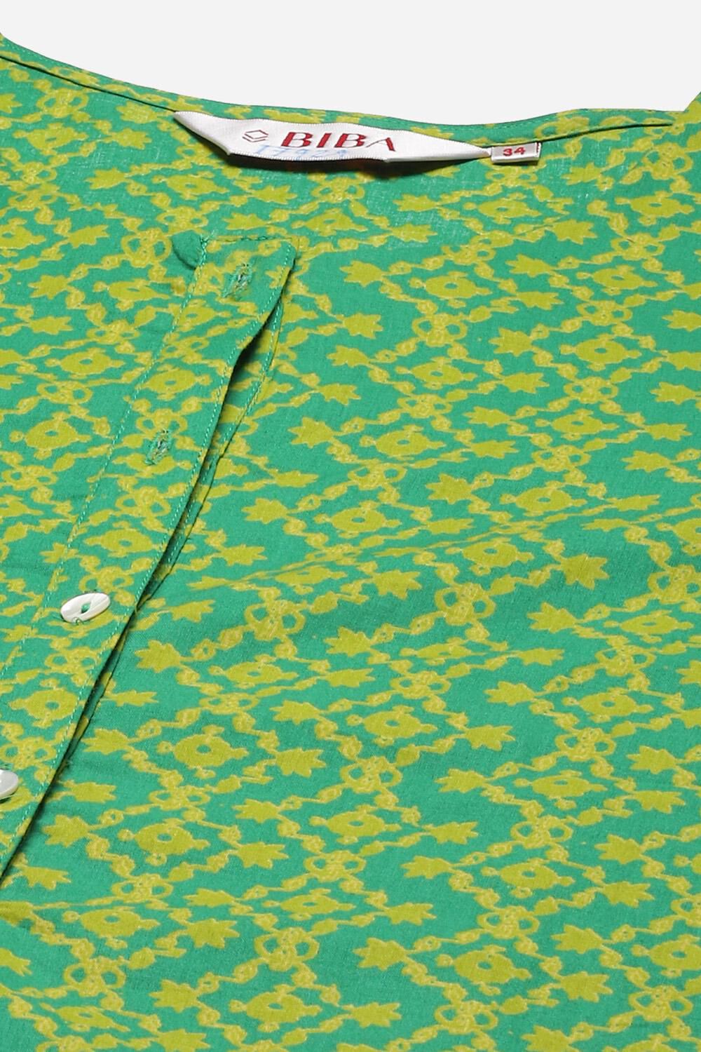 Blue Cotton Blend Printed Kurta image number 1