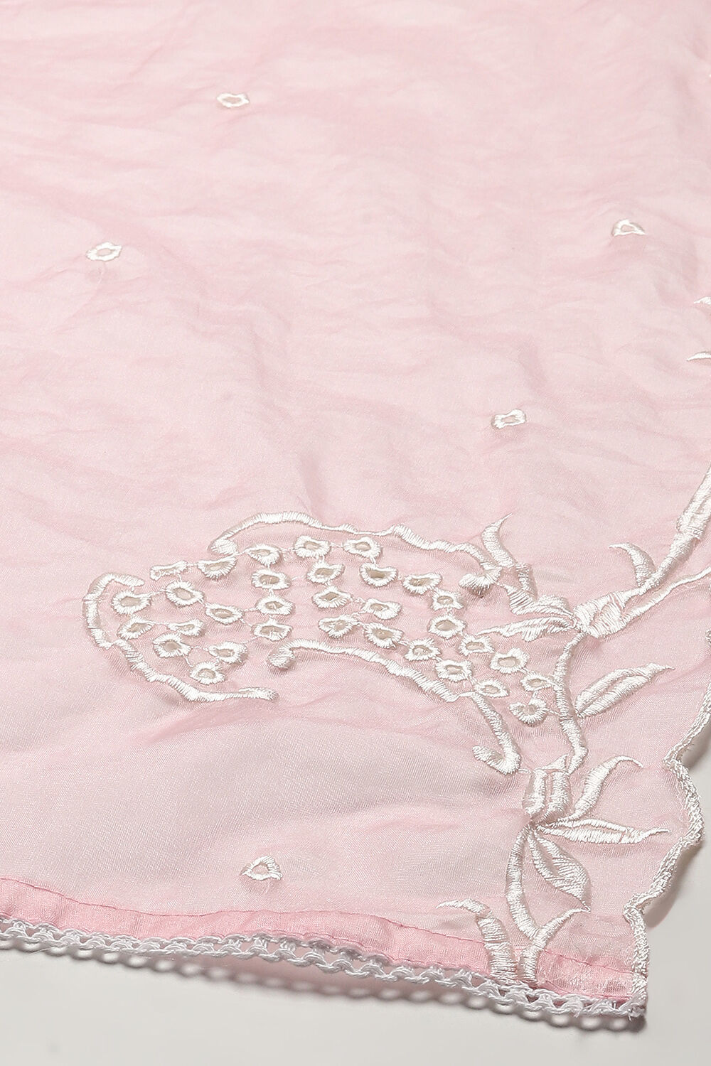 Pastel Pink Organza Unstitched Suit set image number 4