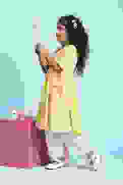 Yellow Cotton Printed Anarkali Suit Set image number 5