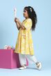Yellow Cotton Printed Anarkali Suit Set image number 5