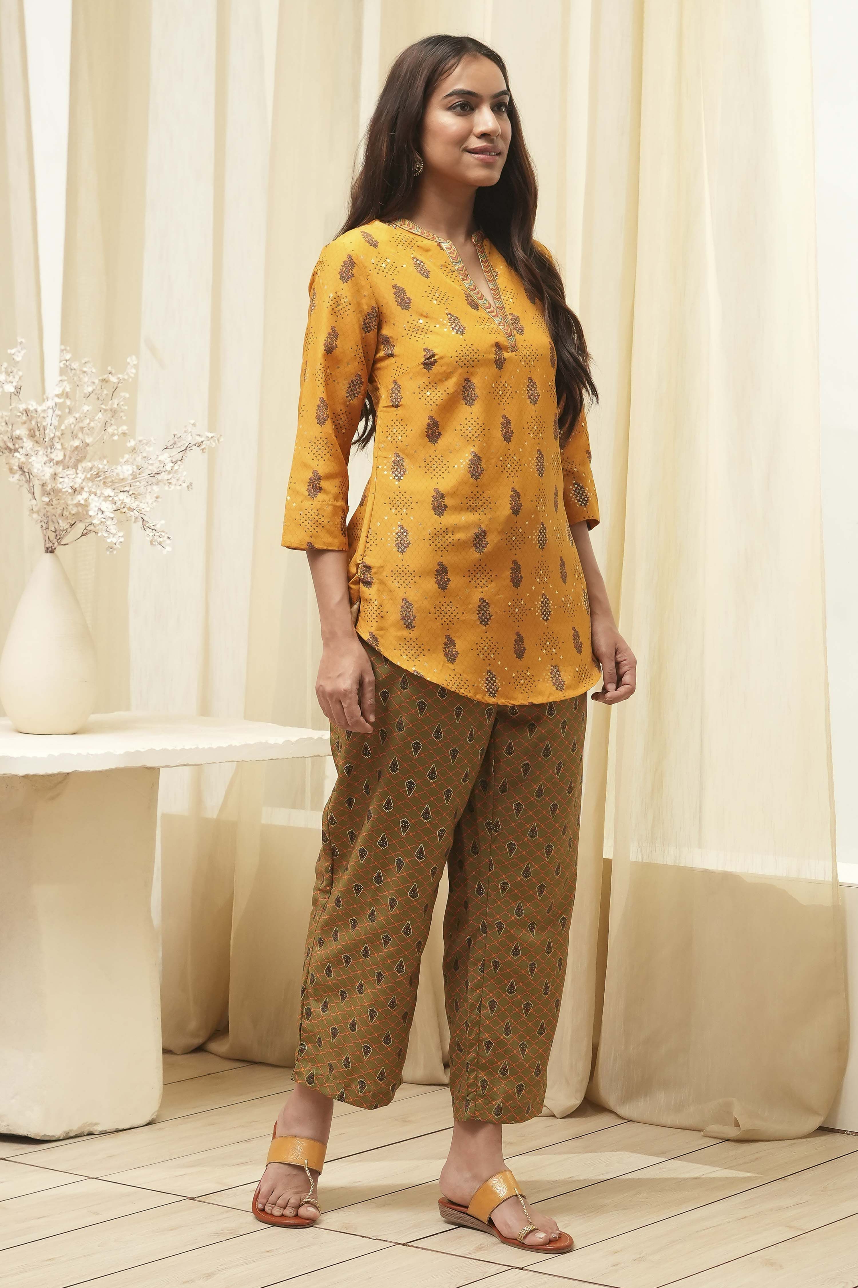 Yellow Art Silk Straight 2 Piece Set image number 5