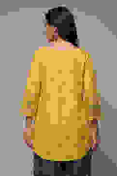 Yellow LIVA Printed Kurti image number 2