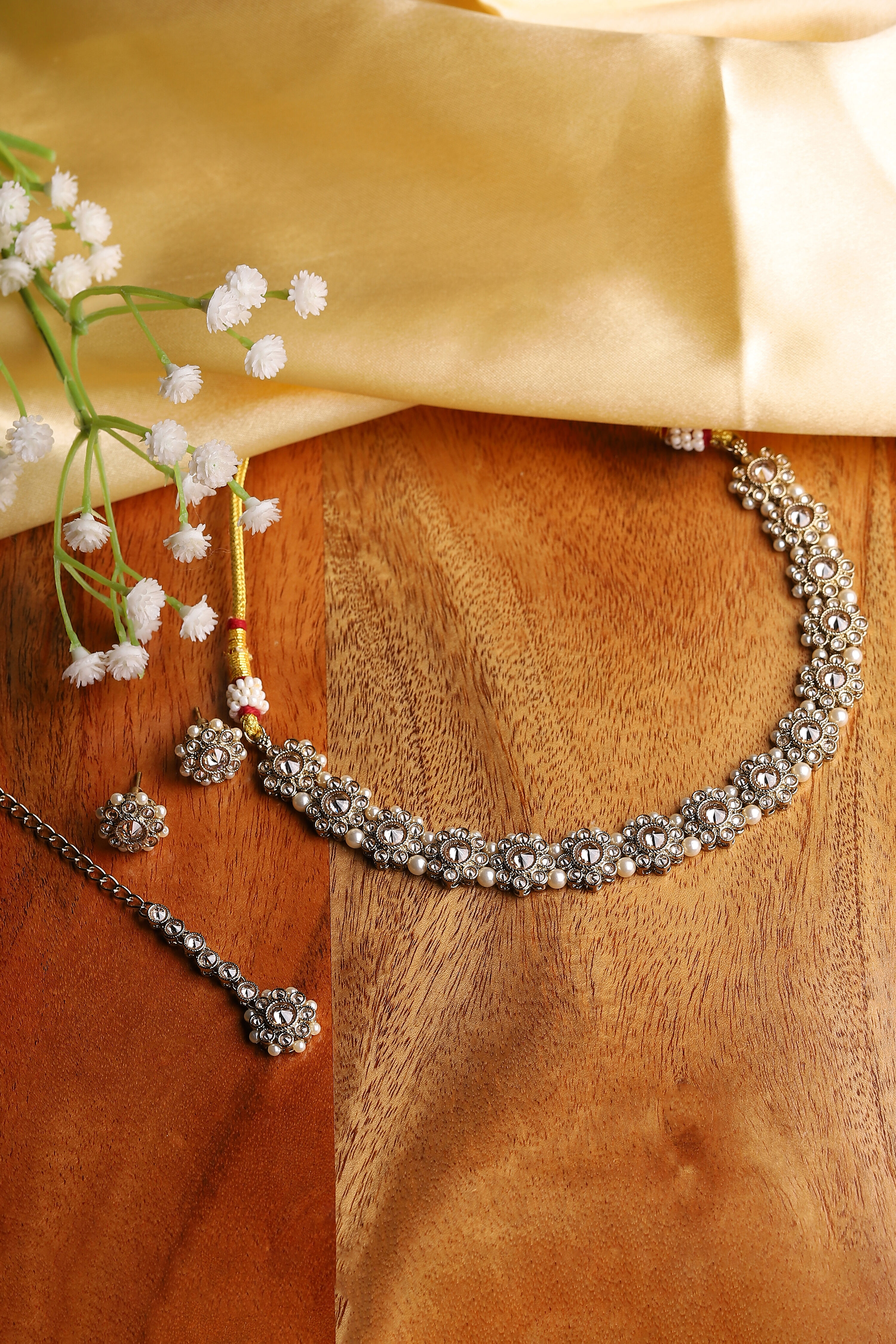 Champagne Alloy Necklace Set image number 0