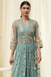 Coral-Pink Polyester Blend Anarkali Lehenga Set image number 1