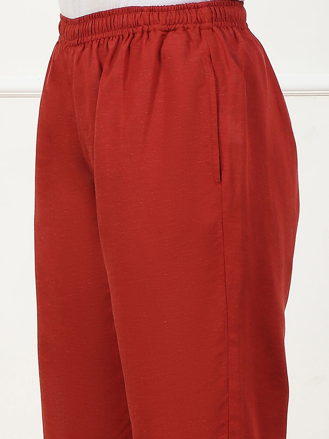 Rust Solid Mid-Rise Straight Palazzo Pants image number 1