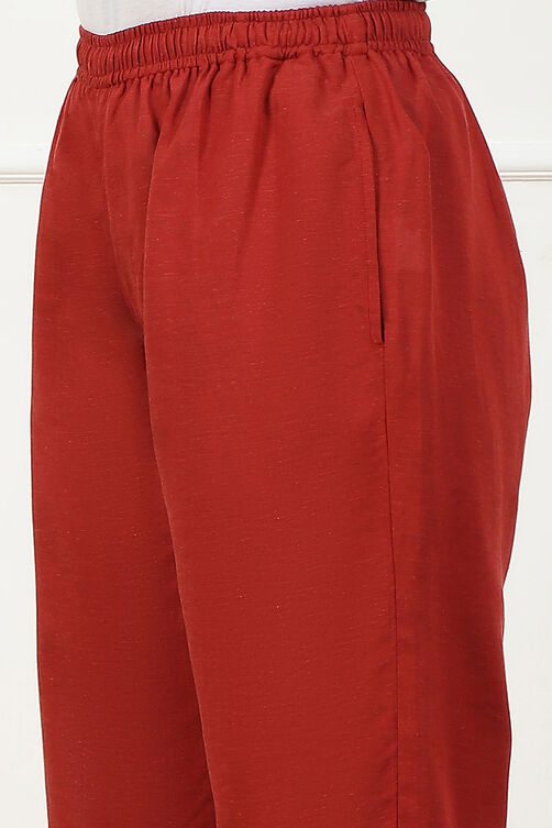 Rust Solid Mid-Rise Straight Palazzo Pants image number 1