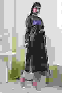 Petrol Blue Polyester Straight Printed Kurta Slim Pant Suit Set image number 5