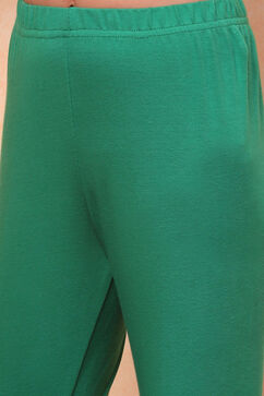 Green Cotton Printed Tiered Festive Flared Suit Set image number 2