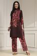 Brown Printed Straight Suit Set image number 6