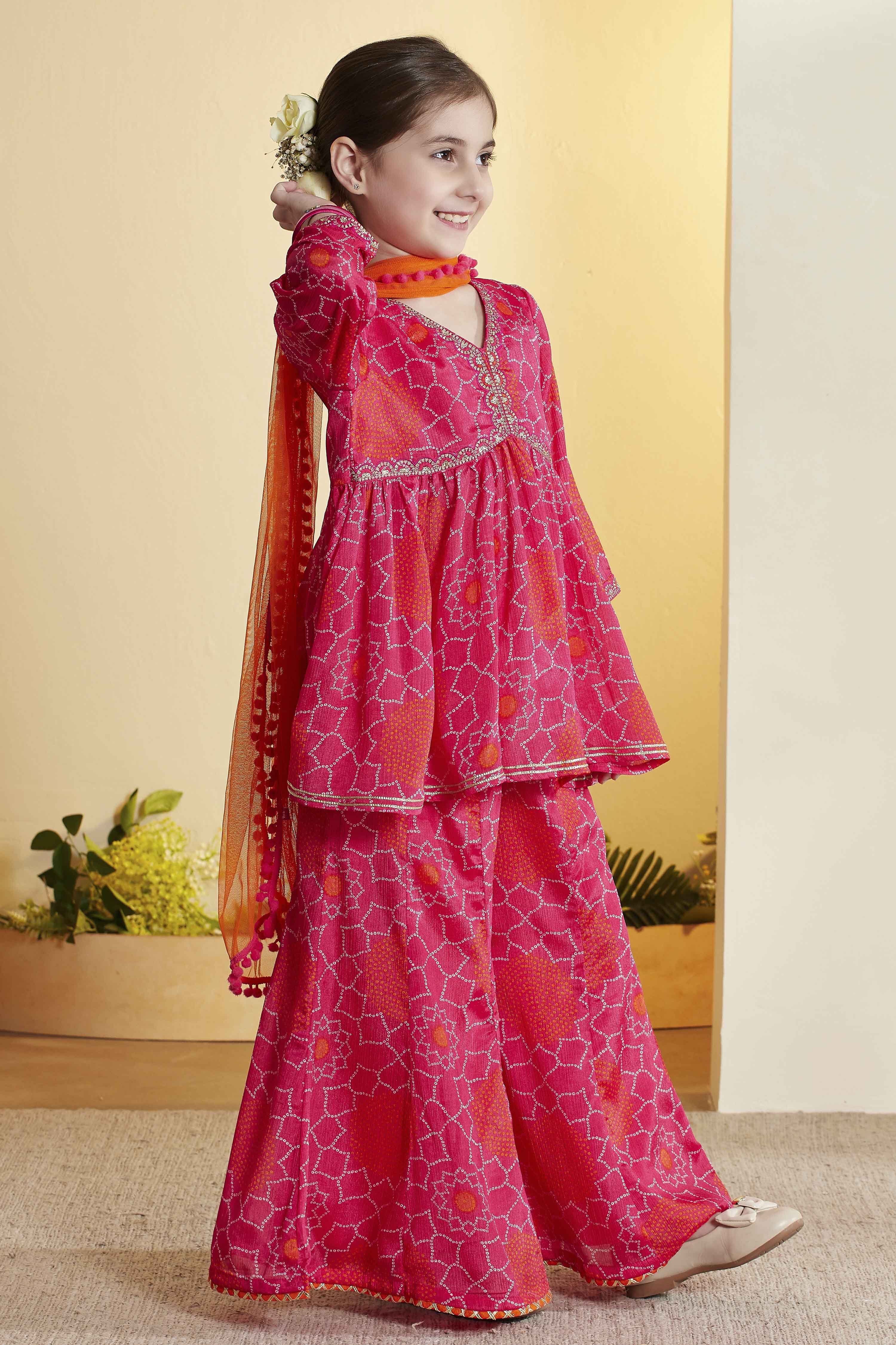 Pink Printed Peplum Viscose Rayon Kurta Set image number 4