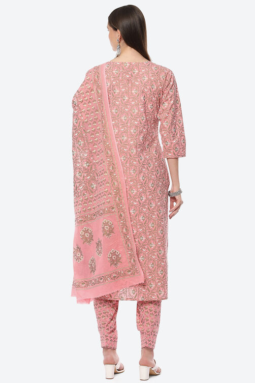 Assorted Cotton Hand Block Print Unstitched Suit Set image number 4