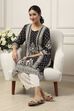 Black Viscose Rayon Ethnic Motif Printed Straight Kurta