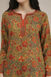 Mustard Red Polyester Straight Printed Short Kurta image number 1