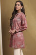 Red Knitted Block-Print Winter wear Short Kurta image number 2