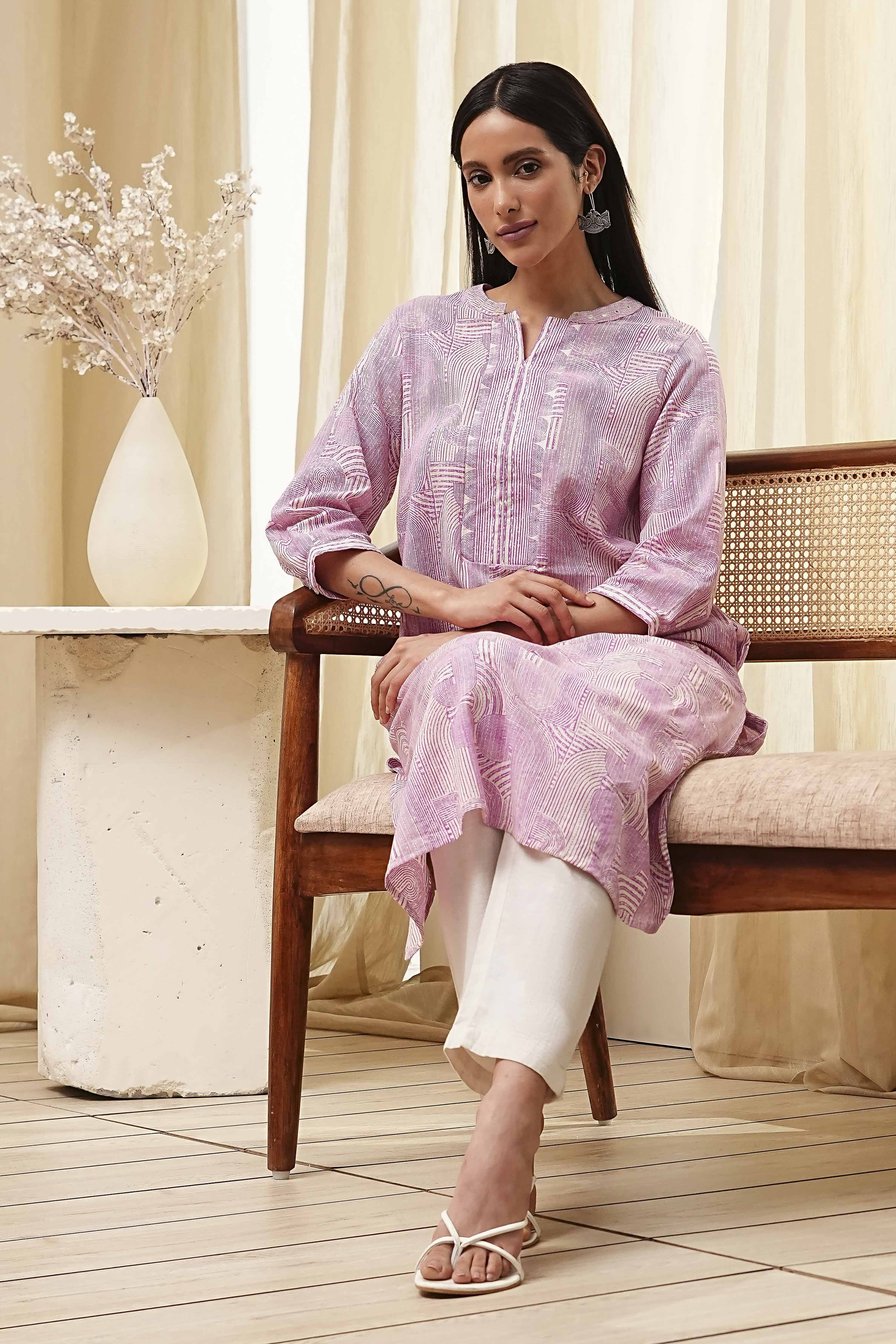 Yellow Cotton Printed Straight Kurta image number 0