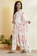 White Viscose Rayon Floral Straight Kurta Set image number 4