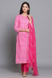 Pink Unstitched dress material Suit Set image number 0