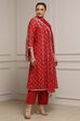 Mehndi Green Chanderi Embroidered Kalidar Suit Set image number 5