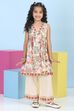 Beige Cotton Printed Gathered Suit Set image number 6