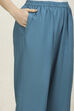 Blue Cotton Unstitched Suit Set image number 3
