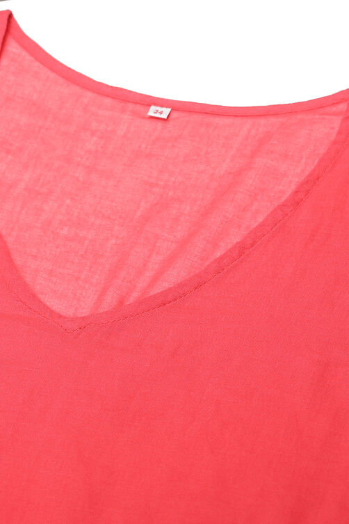 Red Cotton A Line Fusion Wear Dress image number 2