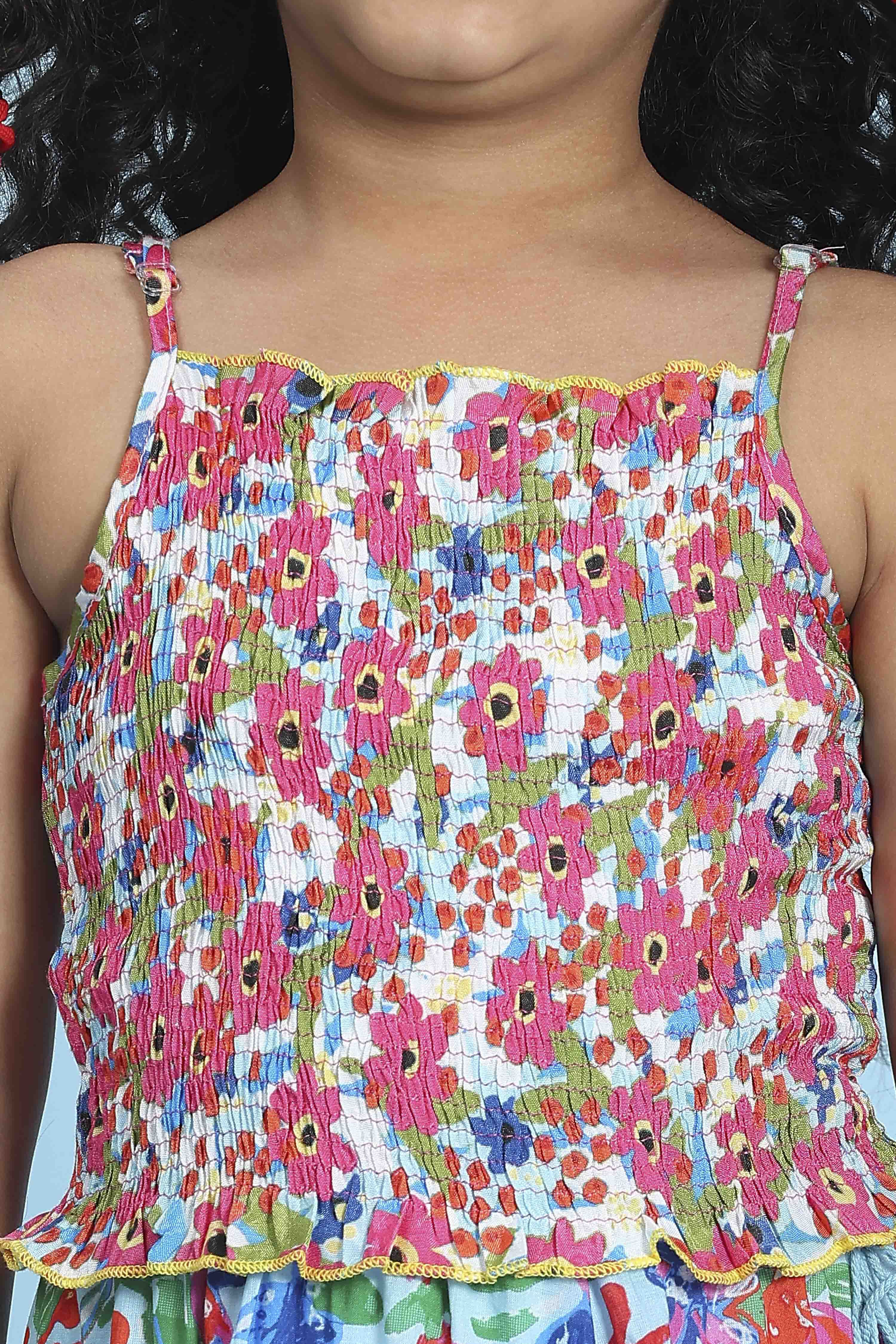 Light Pink Viscose Rayon Flared Printed Lehenga Set image number 1