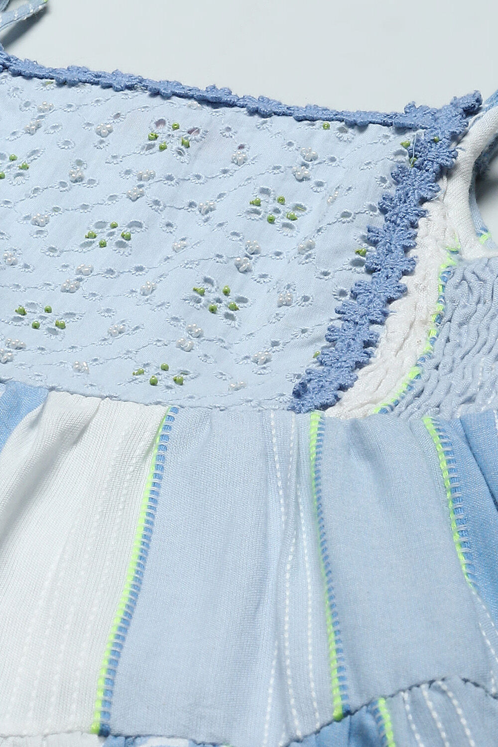 Blue Printed Cotton Kurta With Pants & Printed Scarf.  image number 1