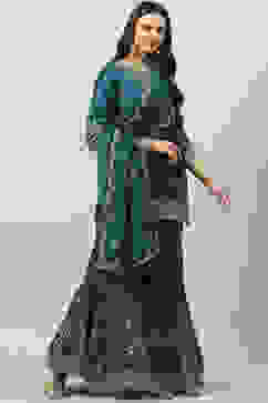 Teal Blue Viscose Straight Kurta Garara Suit Set image number 5