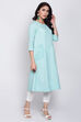 Pink Cotton A-Line Yarndyed Kurta image number 3