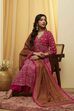 Pink Viscose Rayon Gathered Suit Set