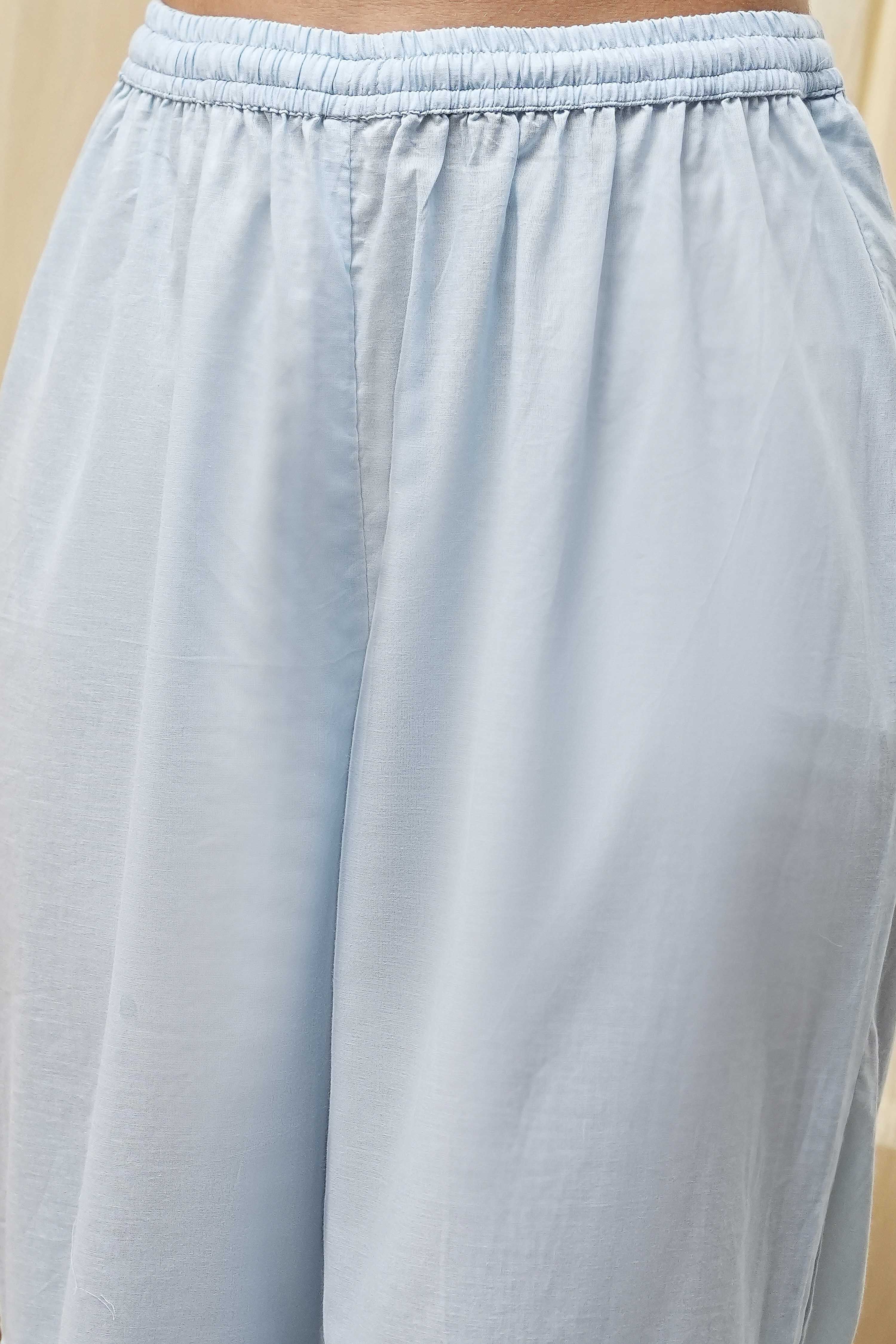 Off-White Cotton Embellished Anarkali Suit Set image number 2