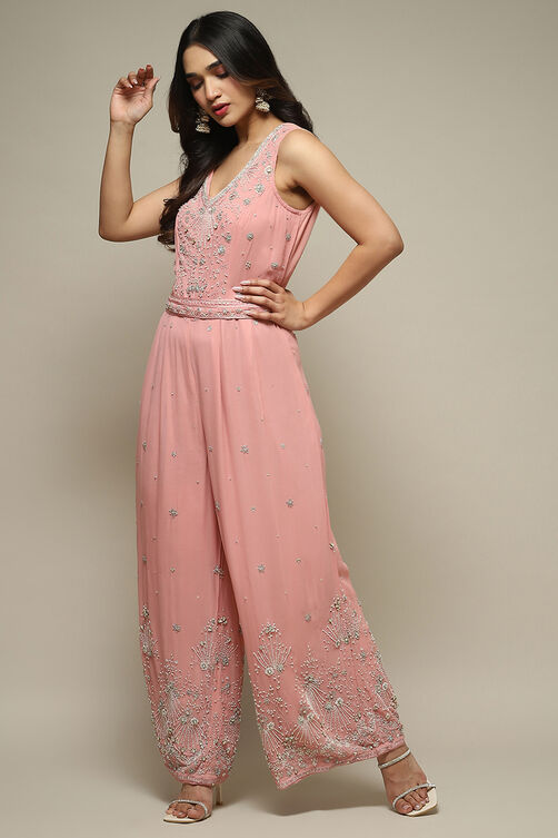 Pink Embroidered Straight Jumpsuit image number 5