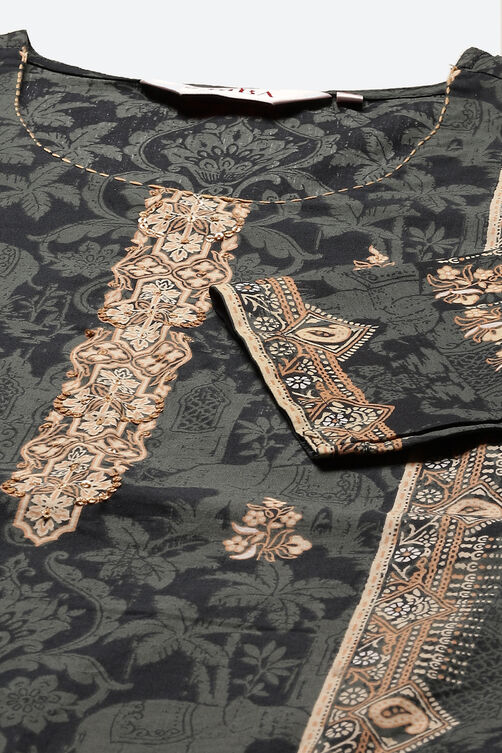 Grey And Almond Cotton Double Layered Suit Set image number 1