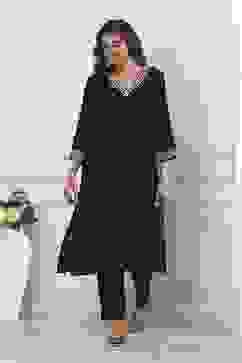 Black Solid Straight Kurta image number 5