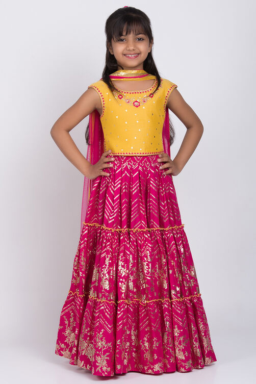 Yellow Poly Cotton Lehenga Set image number 2