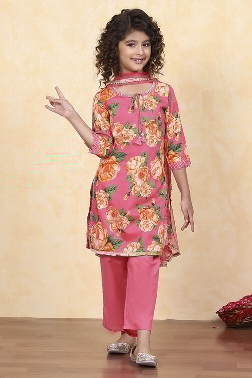 Blue Cotton Straight Printed Suit Set image number 6