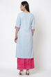 Pink Metallic Cotton Straight Kurta Flared Palazzo Suit Set image number 5
